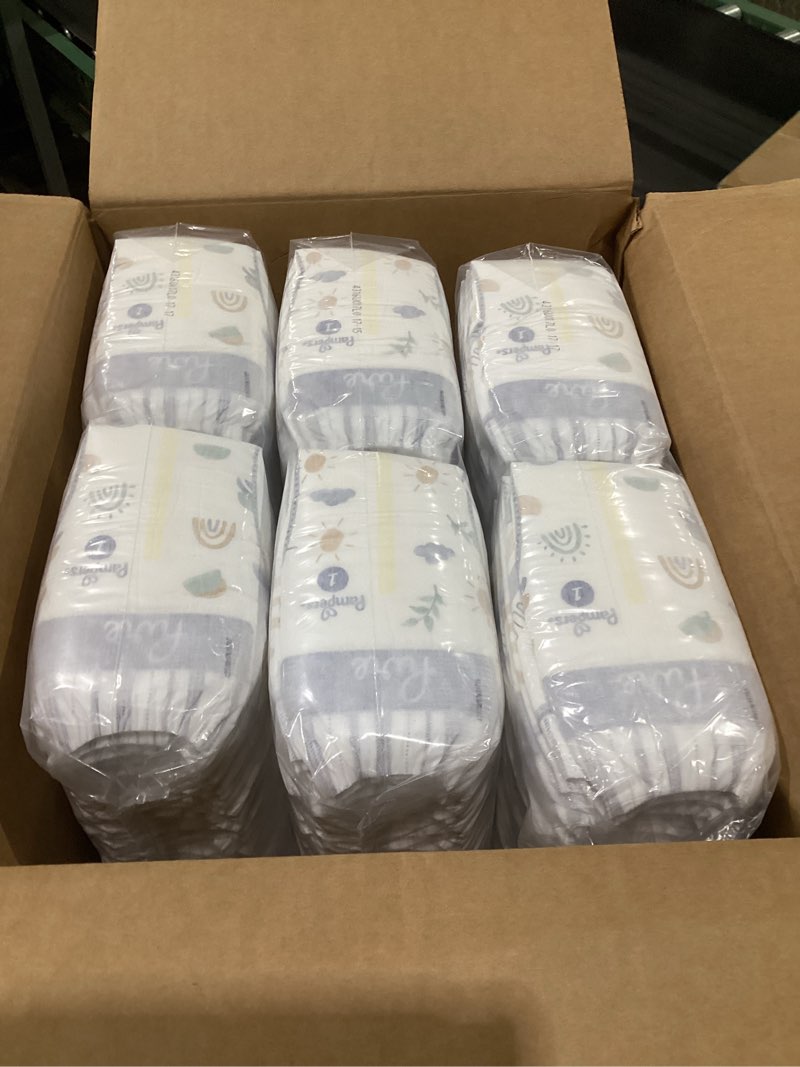 Condition photo showing Good Condition for pampers pure protection baby diapers, size 1 (8-14 lbs), 198 count, up to 100% leakproof, premium plant-based skin protection, hypoallergenic soft diapers size 1 198