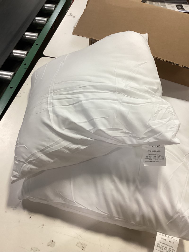 Condition photo showing As Is for Utopia Bedding Throw Pillows Insert (Pack of 2, White) - 18 x 18 Inches Bed and Couch Pillows - Indoor Decorative Pillow
