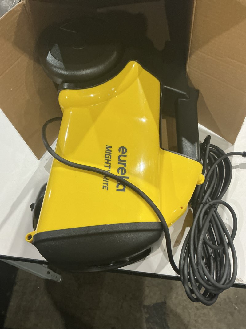 Condition photo showing As Is for (missing bags or hose )(and hose attachment  at the bottom no botton missing )on eureka 3670m canister cleaner, lightweight powerful vacuum for carpets and hard floors, w/ 5bags,yellow