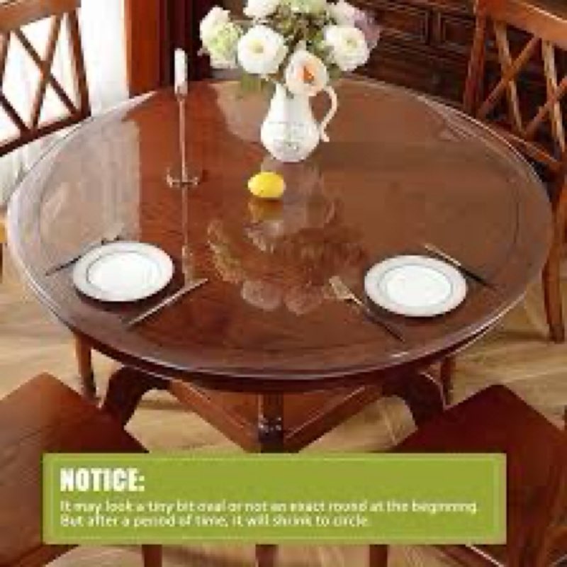 17 Inch Clear Round Table Cover Protector, 2.0mm Thick Plastic Desk Protector Mat, Round Waterproof Oil Proof PVC Desk Cover, Vinyl Placemats for Circle Desktop, Night Stand, Coffee Sofa Table