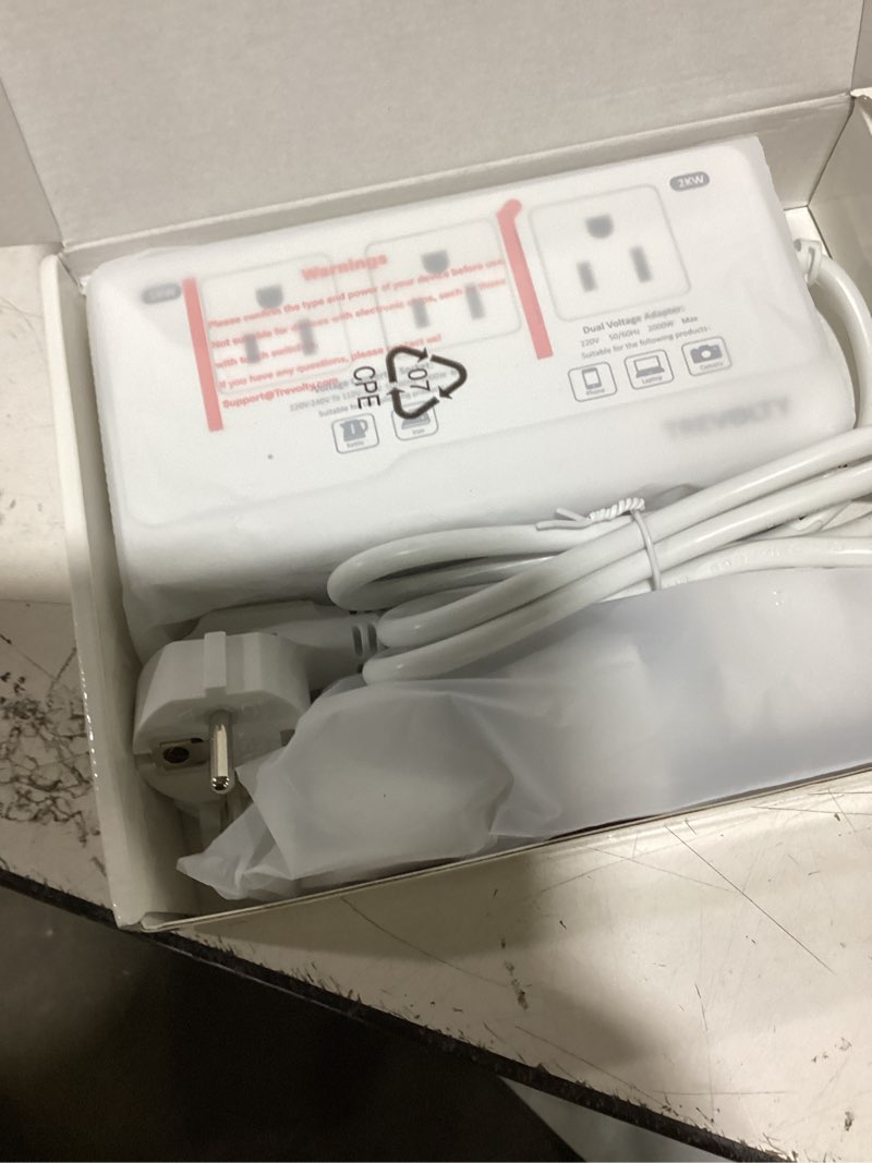 Condition photo showing Good Condition for 2000w voltage converter us to europe for hair dryer, 220v to 110v converter for european travel plug adapter with 3 ac 2 usbc 2 usba ports, travel essential with eu uk it au plug (white)