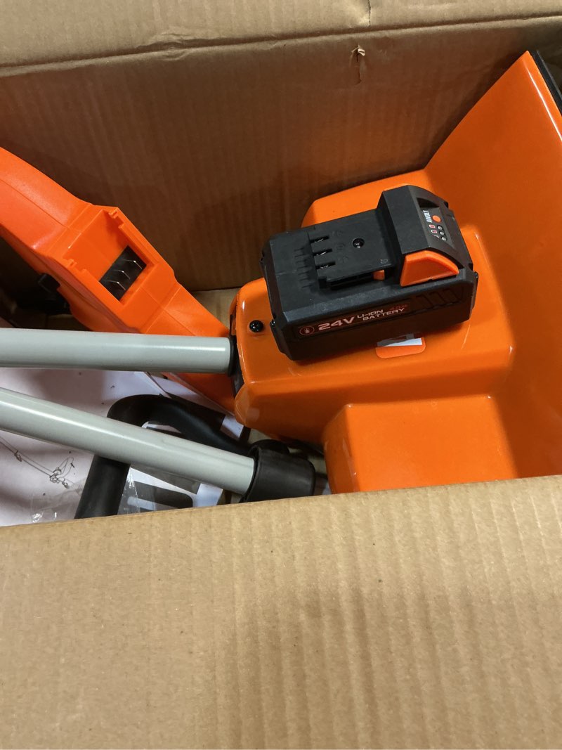 cordless snow shovel, 24v | 13-inch | 4-ah battery powered snow blower, 400w motor, battery & fast charger included, electric snow removal for driveways, steps and walkways (missing charger)