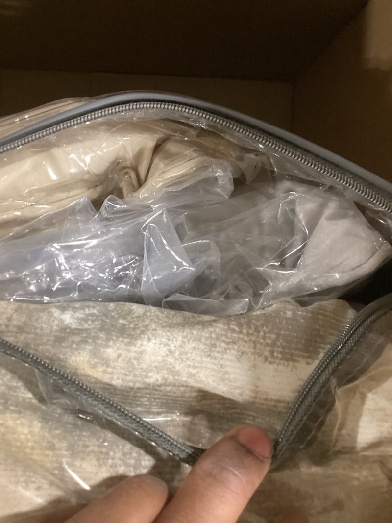 Condition photo showing Good Condition for Madison Park King Comforter Set, Abstract Print with Luxurious Texture, Fluffy King Bedding Sets, All Season Down Alternative Cotton Blend King Bed Set with Bedskirt & Décor Pillows, Gray 7 Piece