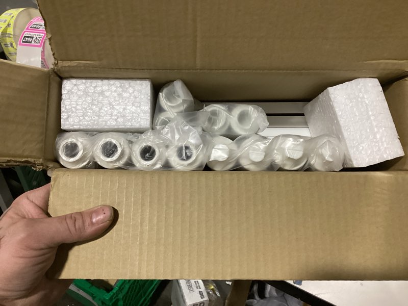 Condition photo showing Good Condition for Furinno Turn-N-Tube Side Table Set of 2, 2-Tier Stackable Modern End Table with Open Shelf, Toolless Night Stand, Bedside Table, for Living Room, Bedroom, White 2-Pack, 2-Tier 2-Pack White