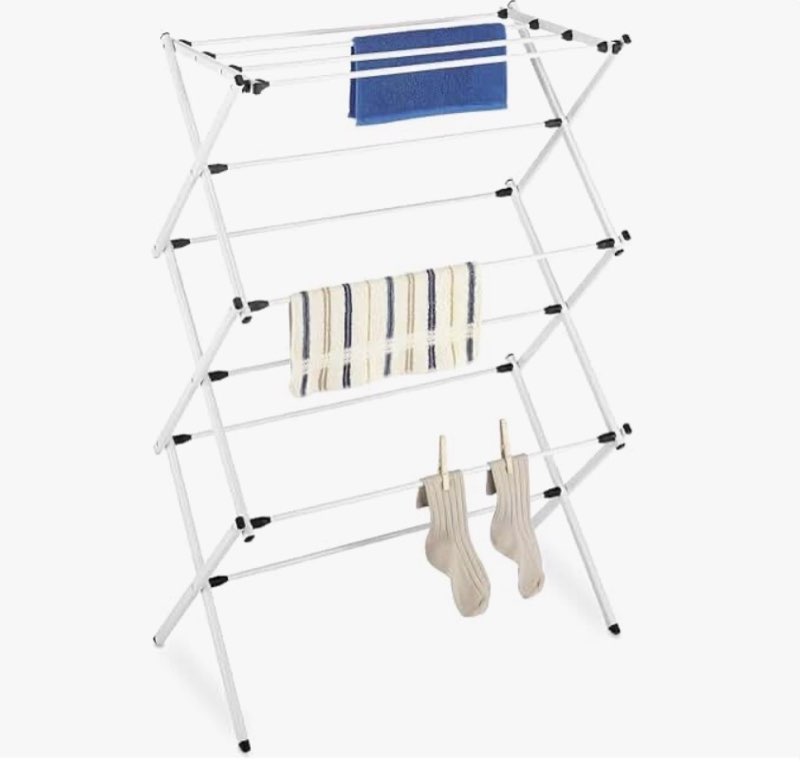 Whitmor Foldable Clothes Drying Rack: 3 Tier Laundry Drying Rack, Collapsible Drying Rack Clothing, 