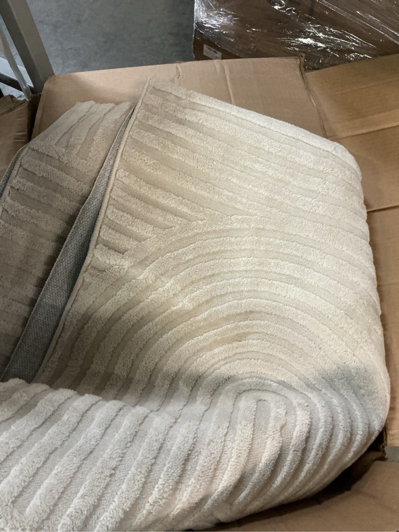 Condition photo showing Good Condition for pauwer 9x12 washable area rugs for living room modern beige solid color soft fluffy rugs for bedroom non slip boho accent indoor mat floor carpet cover for kids room dining room kitchen office 9'x12' beige