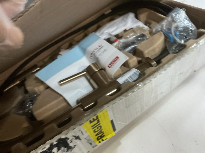 Condition photo showing New/Like New for delta faucet trinsic gold kitchen faucet touch, touch kitchen faucets with pull down sprayer, kitchen sink faucet, faucet for kitchen sink, touch2o technology, champagne bronze 9159t-cz-dst champagne bronze touch activation