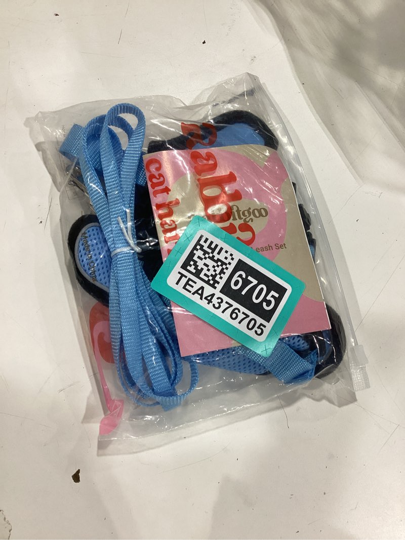 Condition photo showing New/Like New for rabbitgoo cat harness and leash for walking, escape proof soft adjustable vest harnesses for cats, easy control breathable reflective strips jacket, light blue,m m light blue