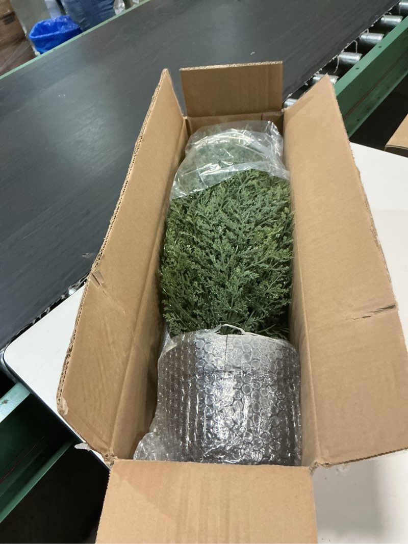 Condition photo showing New/Like New for bellacat 3ft uv resistant artificial topiary trees outdoor, 35in faux cedar tree with full & realistic leaves, fake cypress tree for front door proch patio deck balcony yard decor 1 3ft