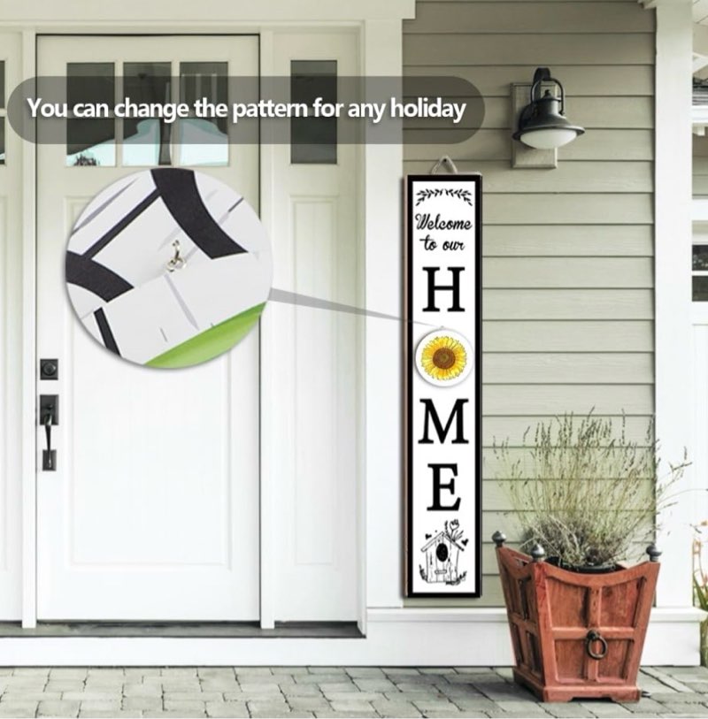 Nialnant St Patricks Day Welcome Home Sign for Front Porch Standing, Interchangeable Rustic Wooden O