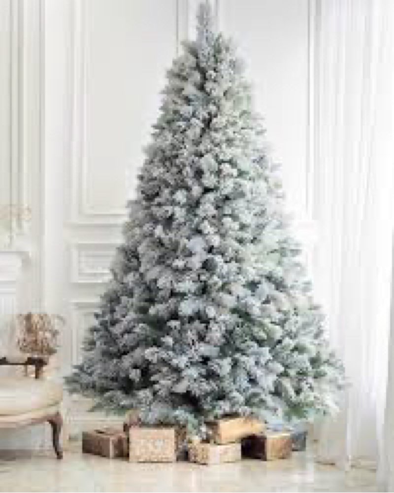 6.5 FT Pre-lit Snow Flocked Christmas Tree Spruce with Remote Control, 270 Warm White Multi-Color Ch