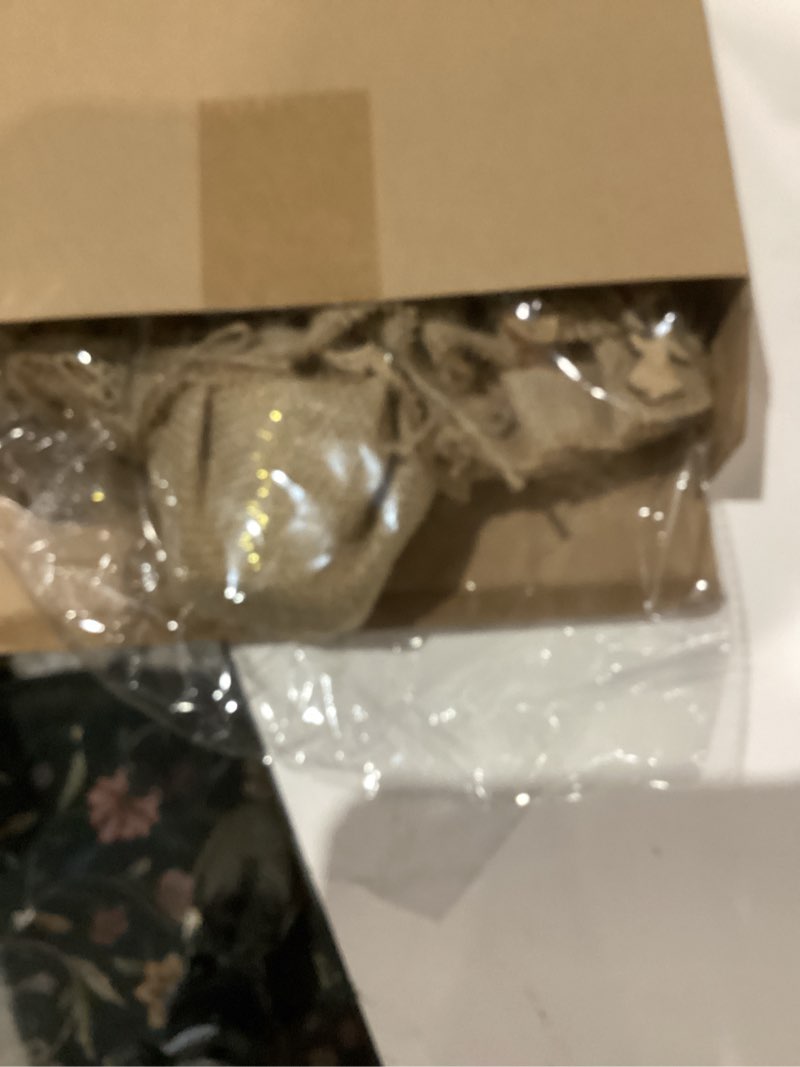 Civaner Boho Christmas Tree Tabletop Decor 16 Inch Mini Christmas Tree Burlap Jute Xmas Table Decoration with Santa Hat Bow Snowflake Bell Deer Design for Xmas Holiday Farmhouse Home Kitchen