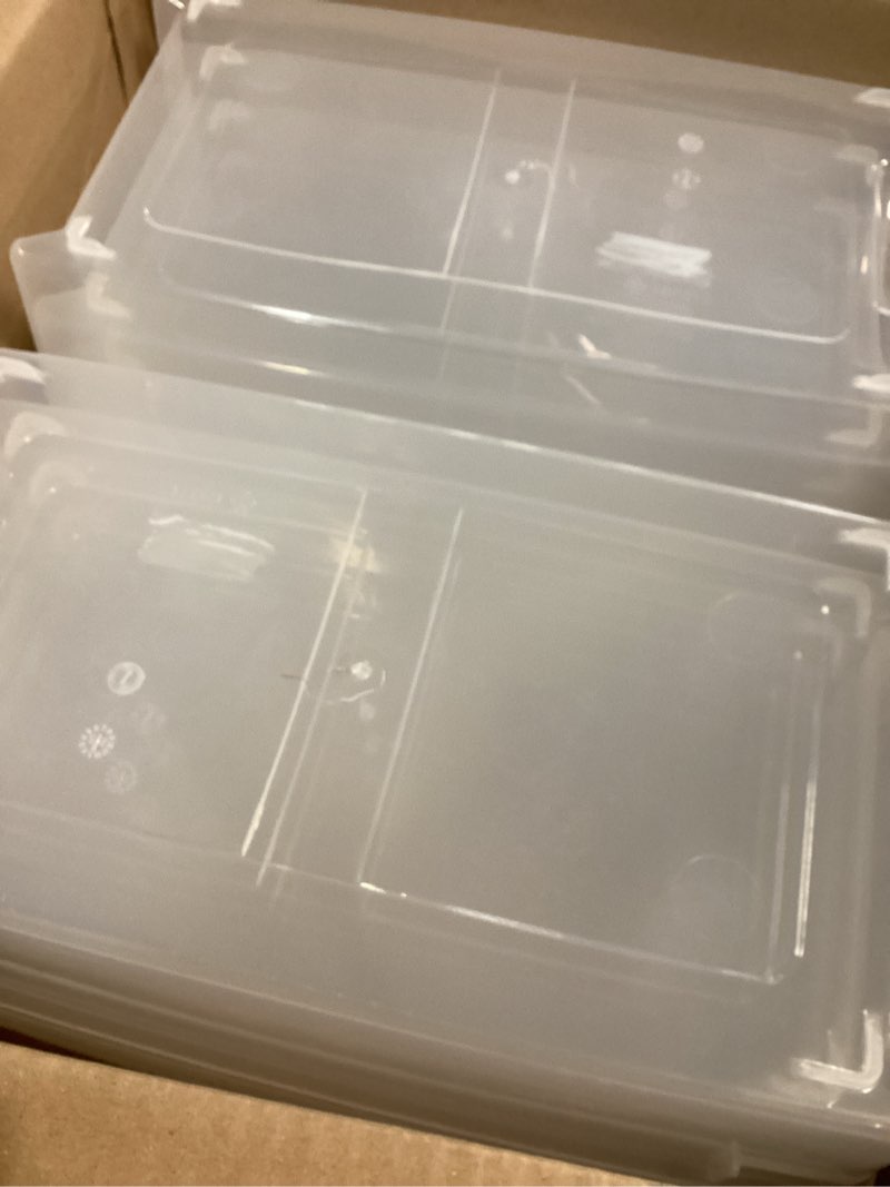 Condition photo showing Good Condition for IRIS USA 6 Qt Stackable Plastic Storage Bins with Lids, 10 Pack - BPA-Free, Made in USA - See-Through Organizing Solution, Latches, Durable Nestable Containers, Secure Pull Handle - Clear Clear 6 Qt 10 Pack