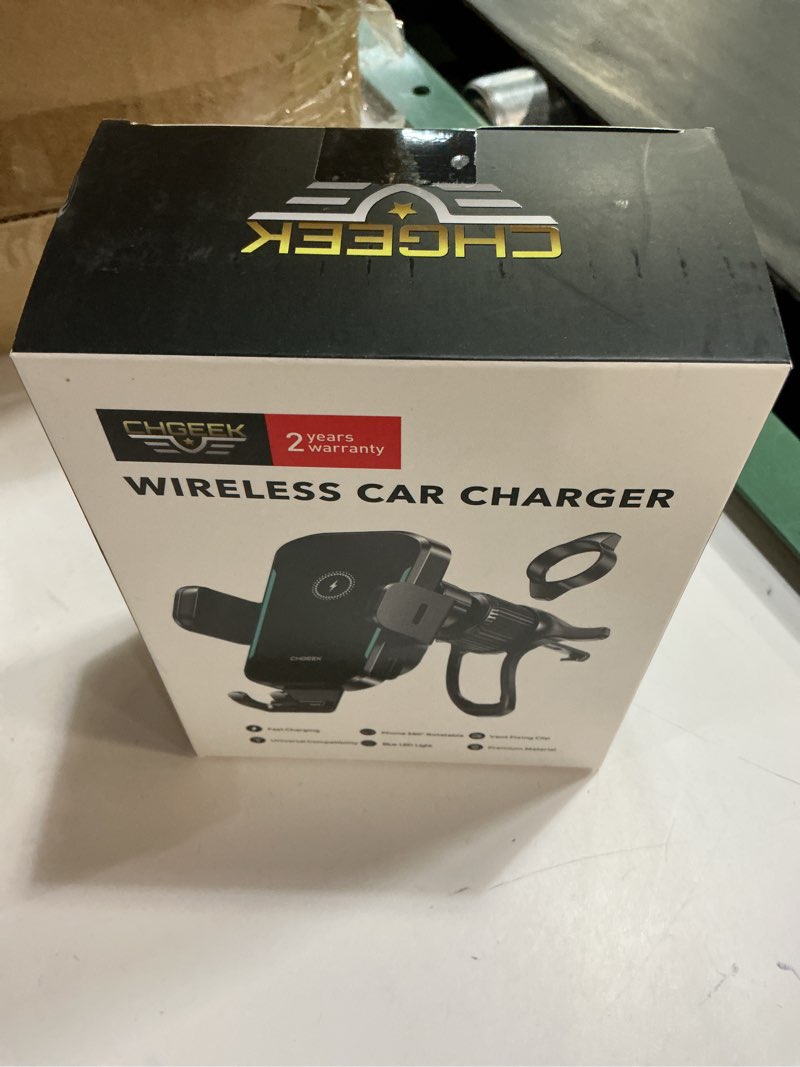 Condition photo showing New/Like New for CHGeek 15W Wireless Car Charger – Auto-Clamping Qi Fast Charging Vent Mount with LED Light; Compatible with iPhone 13-16 & Samsung S22-S24