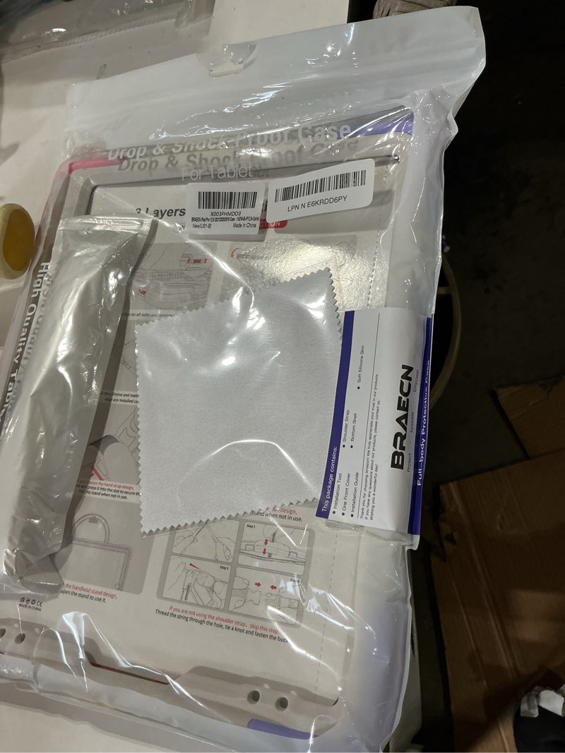 Condition photo showing Good Condition for braecn for ipad air 13 inch case m4 2026/m3 2025/m2 2024 & ipad pro 12.9 case (6th/5th4th/3rd gen), heavy duty silicone cover with 360° swivel kickstand, shoulder strap, pencil holder, colorful pink colorful pink ipad air 13 m4/m3/m2/ ipad pro 12.9 3rd-6th gen
