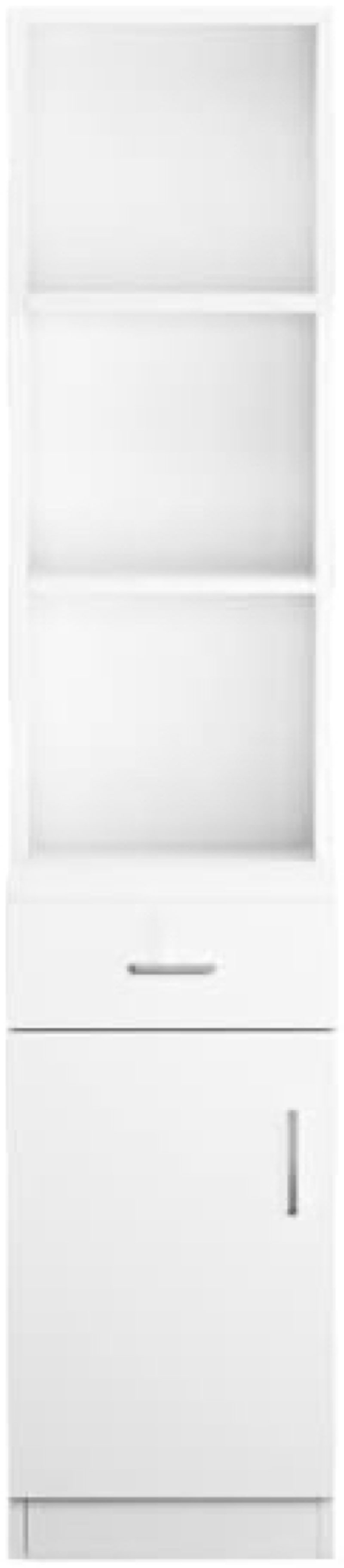 (Incomplete similar to the one in the photo) MDF with Triamine One Door One Drawer Three Compartments High Cabinet Bathroom Wall Cabinet (White)