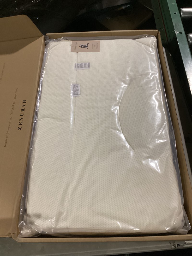Condition photo showing New/Like New for zenurah organic buckwheat pillow - japanese style sobakawa (28" x 17") - extra firm neck support for back/side sleepers - breathable & cooling - 100% mountain grown hulls - standard size