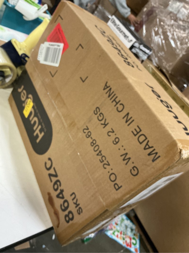 Condition photo showing New/Like New for Huuger Nightstand with Charging Station, Side Table with Fabric Drawers, End Table with Open Shelf, Bedside Table with USB Ports and Outlets, Night Stand for Bedroom, Rustic Brown and Black 11.8"D x 15.7"W x 23.6"H (2 Drawers) Rustic Brown and Black 1