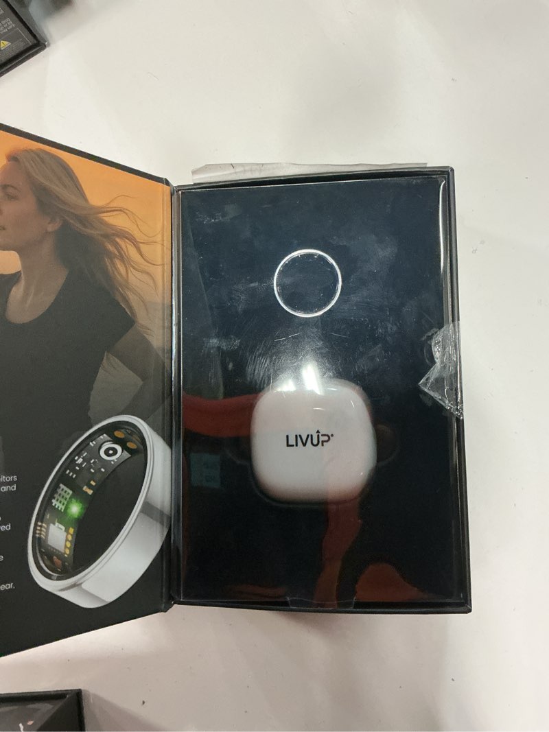 Condition photo showing As Is for similar smart health ring, featuring stress and sleep monitoring functions, compatible with ios and android,waterproof fitness tracker for women & men, no subscription fee. (silver, 8) silver 8