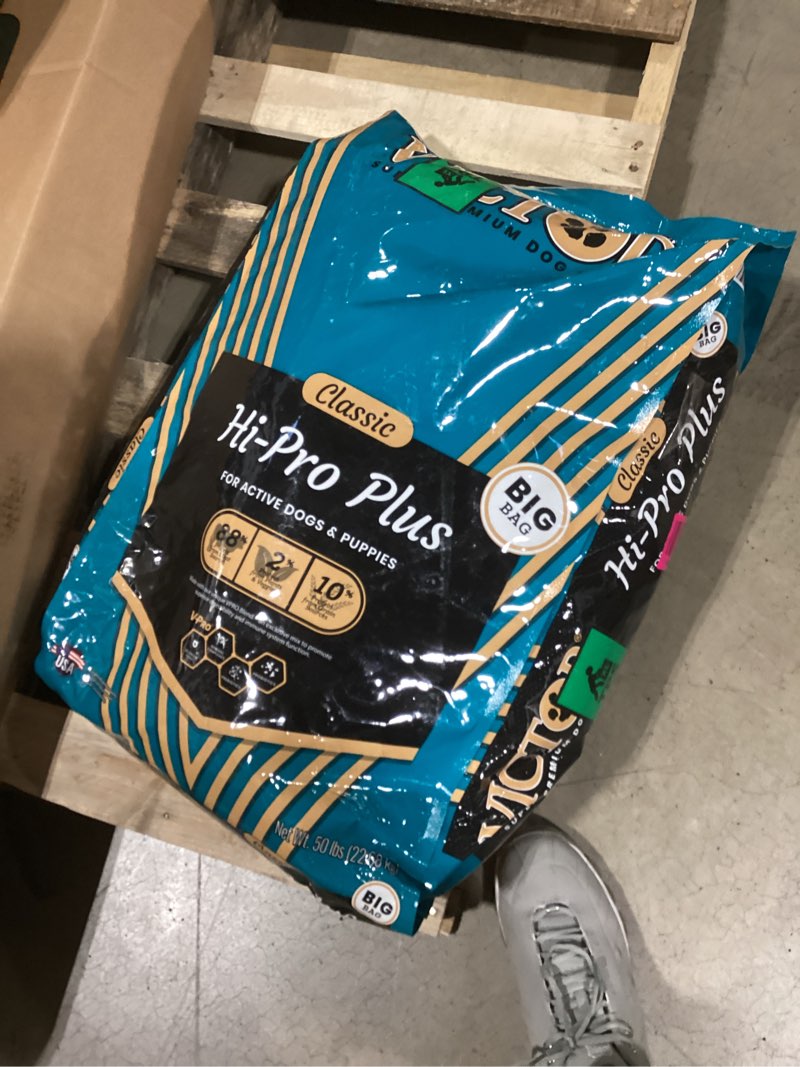 Condition photo showing New/Like New for VICTOR Super Premium Dog Food – Hi-Pro Plus Dry Kibble – High Protein Dog Food with 30% Protein – Beef, Chicken, Pork, Fish Meals, Gluten Free - for High Energy and Active Dogs & Puppies, 50lbs Original Formula 50 Pound (Pack of 1)