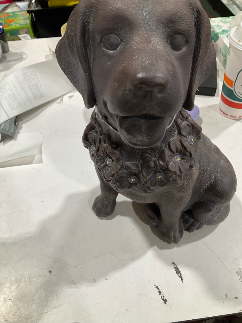 Condition photo showing As Is for style selections 12.38-in h x 8.63-in w copper dog garden statue
