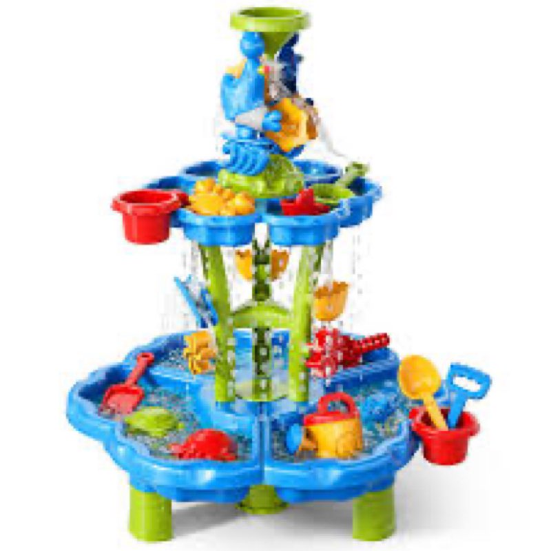 Water Table for Toddlers 3-5 4-8, 2-Tier 3 in 1 Kids Sand and Water Table, Summer Outdoor Beach Outs