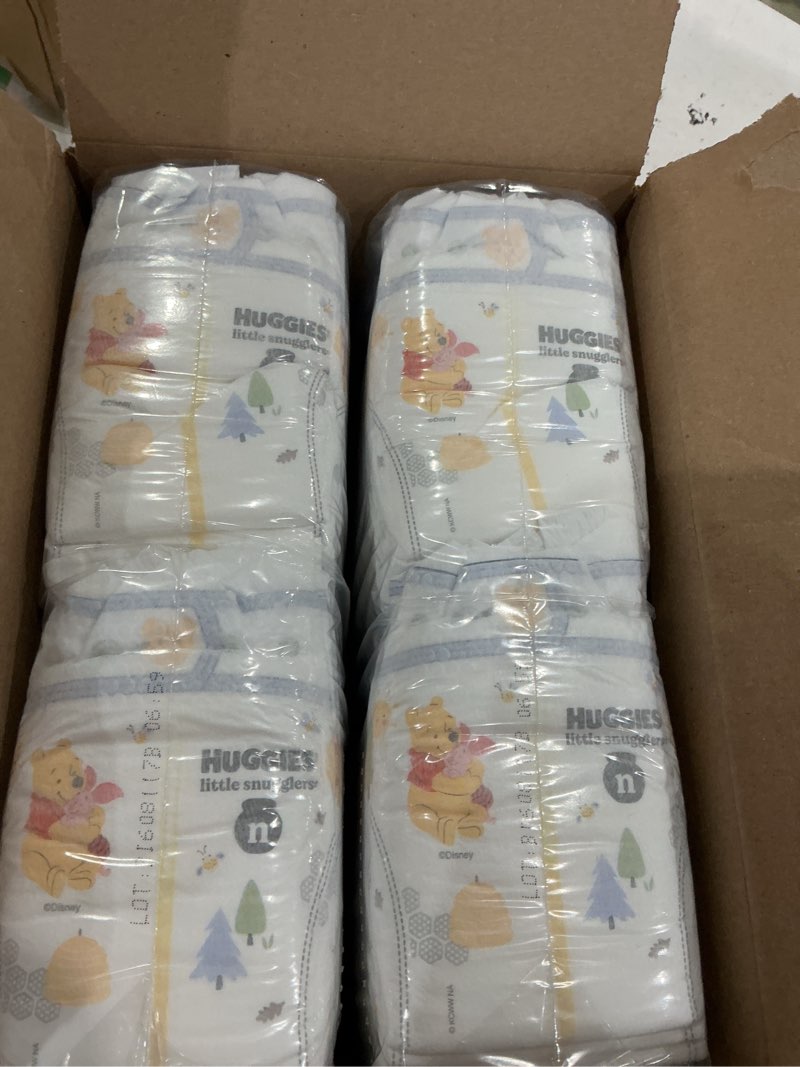 Condition photo showing New/Like New for huggies size newborn diapers, little snugglers baby diapers, size newborn (up to 10 lbs), 84 count, packaging may vary newborn 84