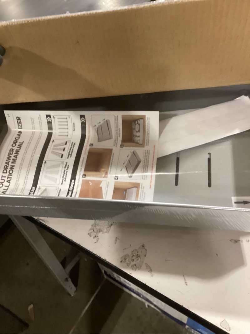 Condition photo showing New/Like New for 2Pack Expandable Pull Out Cabinet Organizer 21"Deep With Raising Pad for Framed Cabinets, Upgrade 3 Slide Rails Slide Out Drawers,Roll Out Shelves Adhesive,Adjustable Width 12.05"-20.4"Silver Silver 21"D x 12.05"-20.4"W(2Pack)