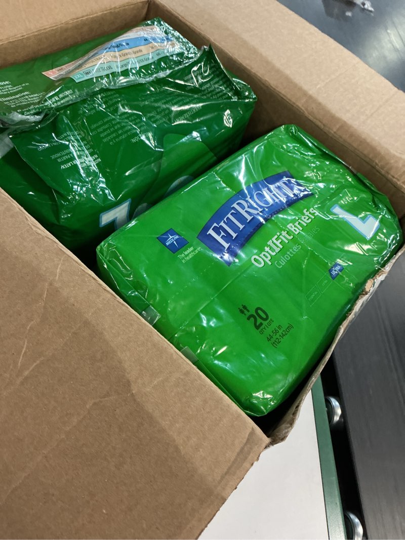 Condition photo showing New/Like New for 2 pack FitRight Adult Diapers, Ultra Heavy Absorbency, L (Waist Size 44in-56in), 80 Count, OptiFit Incontinence Briefs for Men and Women, Disposable, Moisture-Wicking, Leak Protection, 80 Count Large