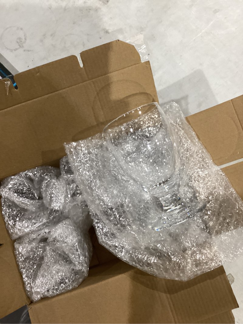 Condition photo showing New/Like New for SIMILAR TO NOT EXACT Set of 6 Clear Drink Glass Cups Set, Drinking Goblets, Bar Kitchen Tumbler Glassware for Wine, Cocktails, Whiskey, Beer, Iced Tea Juice Dishwasher Safe Square Style