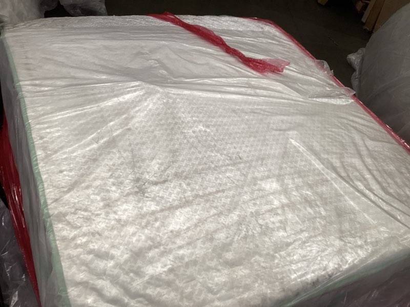Condition photo showing As Is for novilla king mattress 14 inch, hybrid king size mattress in a box, gel memory foam & individual pocket springs, medium firm, motion isolation, cool sleep & pressure relief, certipur-us white & green king 14 inch