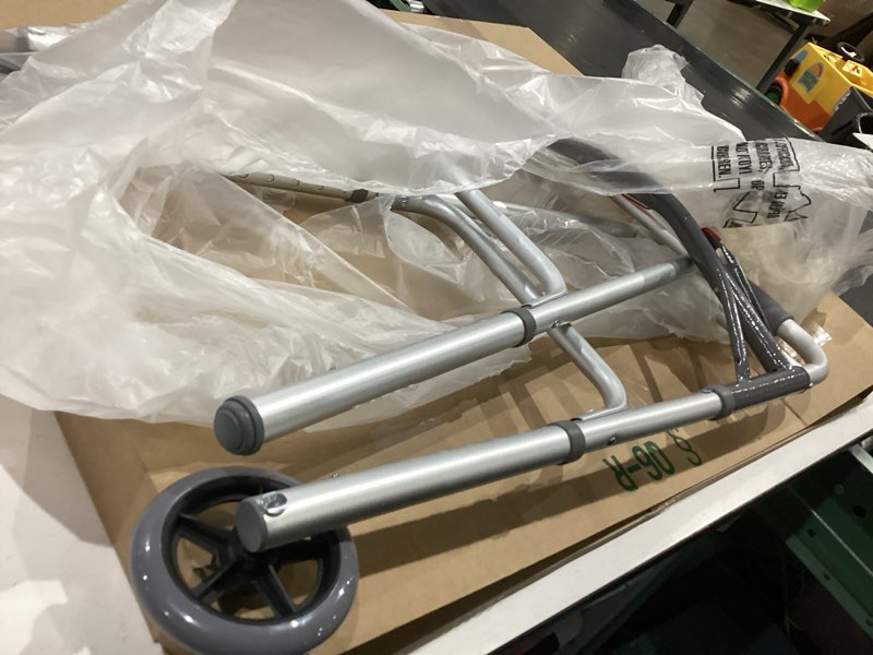 Condition photo showing Good Condition for drive medical two-button folding walker with wheels - lightweight rolling mobility support - adjustable height - dual push-button operation - 5 inch front wheels - durable aluminum - silver 2-button walker