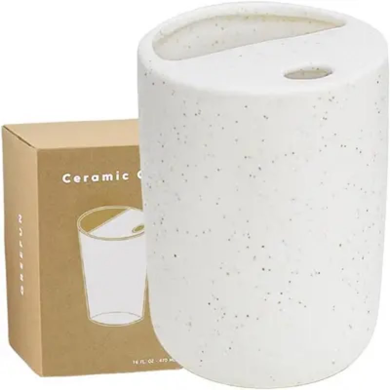 Handmade Ceramic Travel Coffee To Go Tumbler with Half Lid, 17oz Unique Tea Coffee Cup with Sip-top 