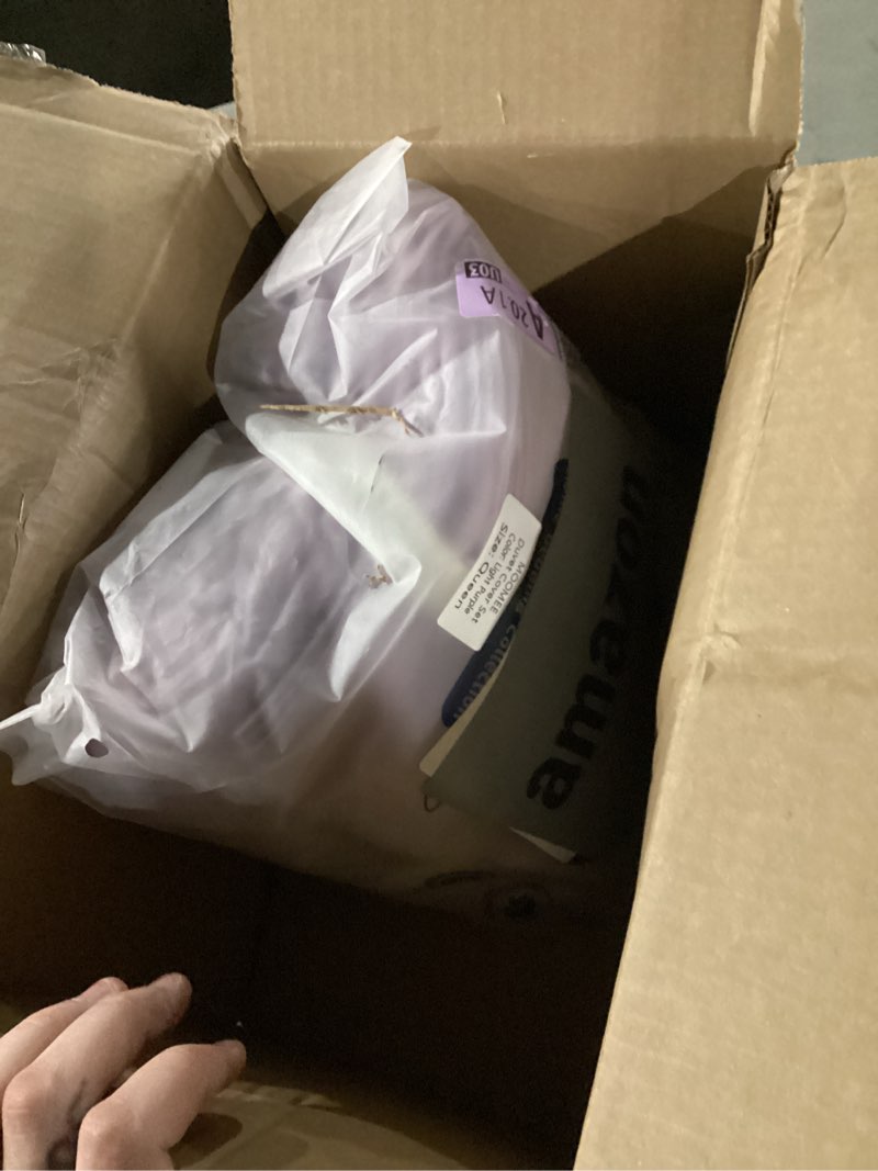 Condition photo showing New/Like New for MooMee Bedding Duvet Cover Set 100% Washed Cotton Linen Like Textured Breathable Durable Soft Comfy (Heathered Light Purple, Queen 90"x90") Heathered Light Purple (No Comforter) Queen (90"x90")