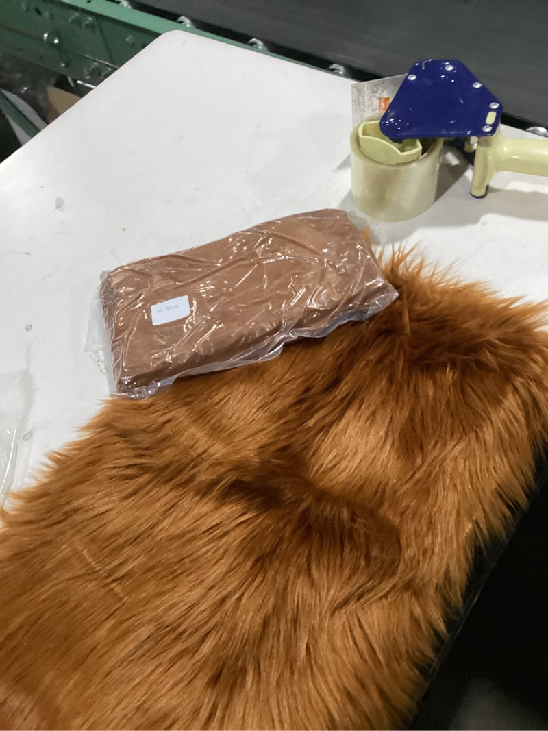 Condition photo showing As Is for faux fur burnt orange throw pillow covers, fluffy soft fuzzy decorative pillow cases cute pillowcases for home bedroom living room, zipper closure, set of 2 (burnt orange, 18"x 18") burnt orange 18" x 18" (pack of 2)