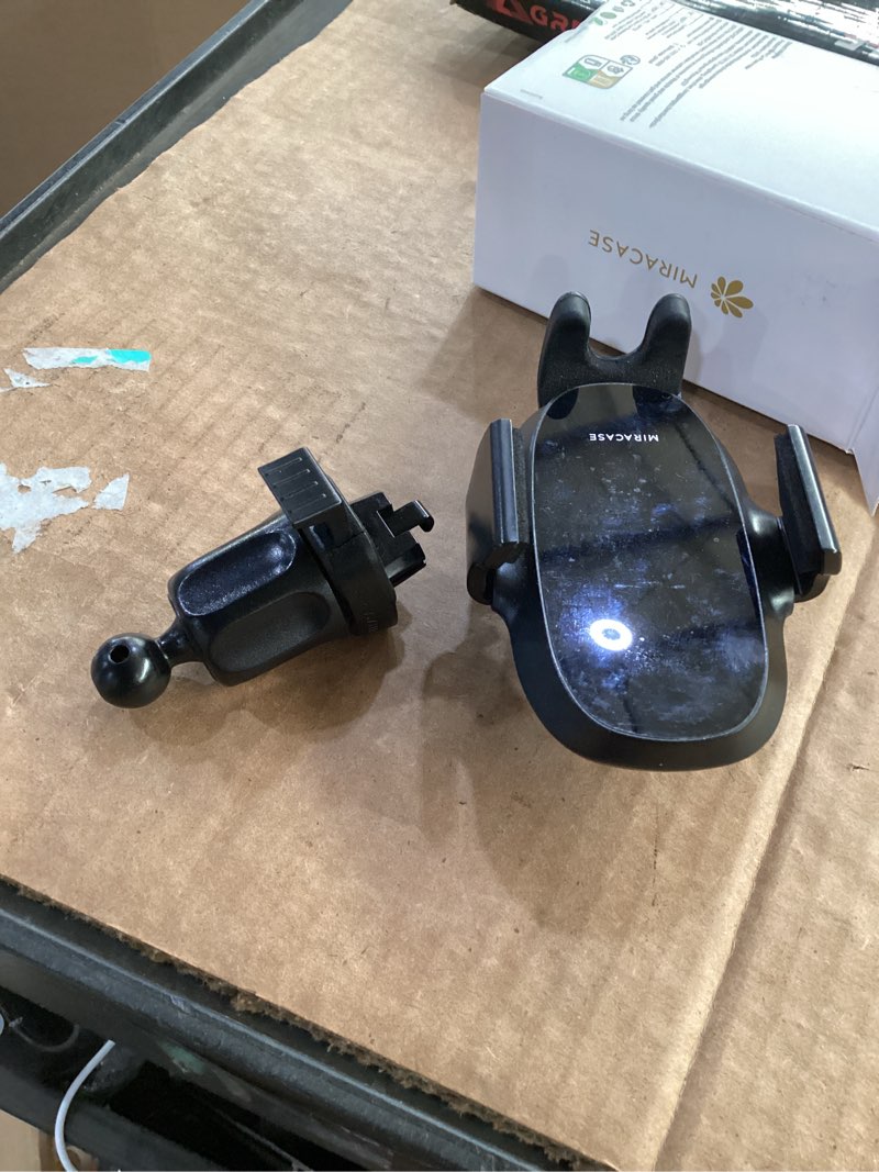 Condition photo showing As Is for miracase upgraded wider clamp phone holders for your car, metal hook air vent car mount [thick cases friendly] automobile hands free compatible with iphone 17/16/15/14/13 series all smartphone black air vent-mirrored