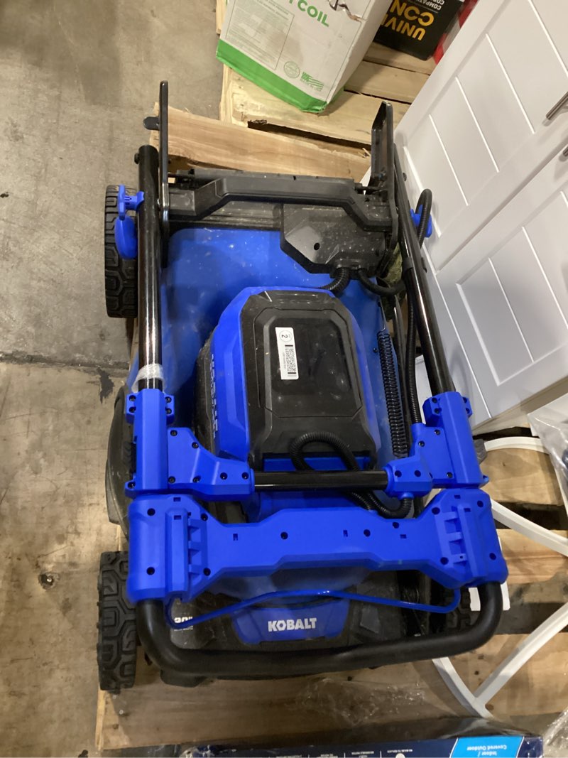 Condition photo showing As Is for incomplete kobalt gen4 40-volt, (1) 6 ah 20-in push lawn mower battery walk mower, item #3809909 |