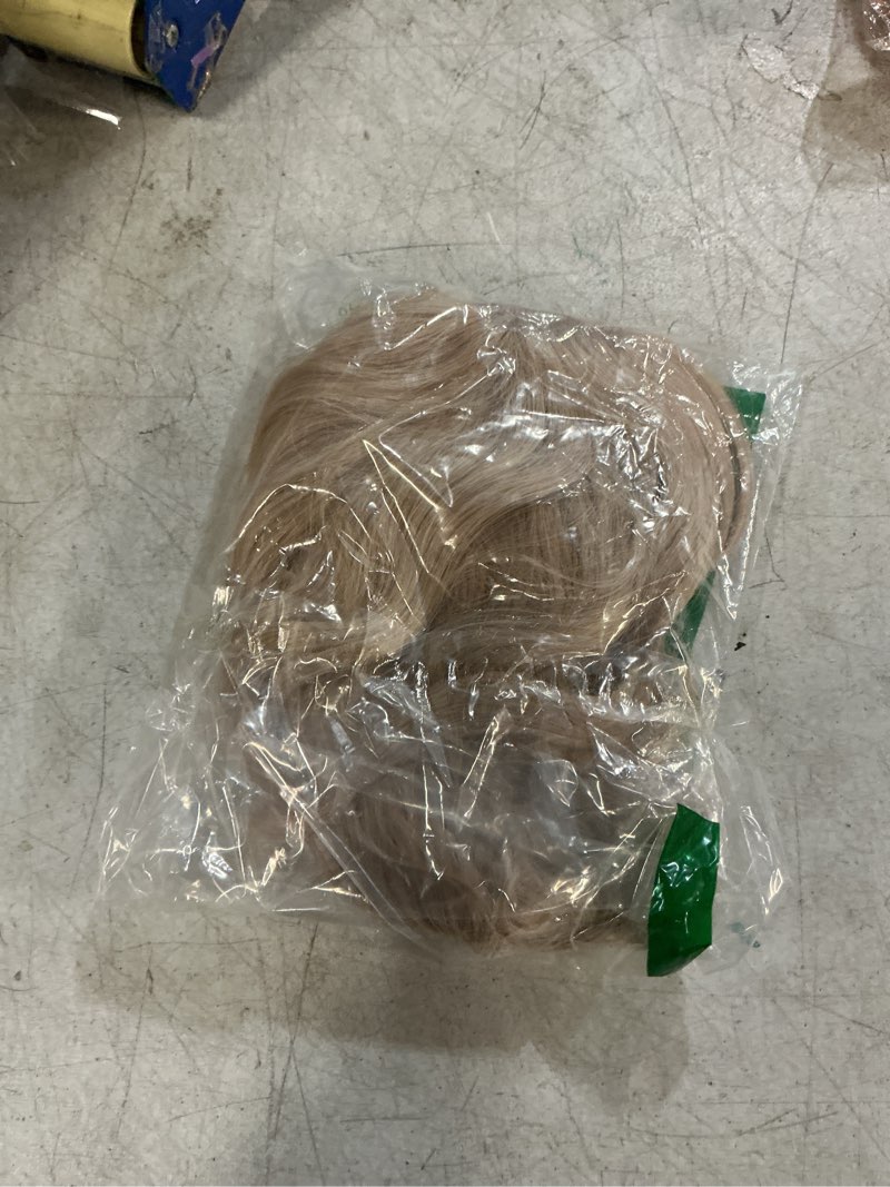 Condition photo showing Good Condition for barsdar light blonde short wavy wig with bangs - short wavy blonde wigs for women - soft synthetic textured curly french bob wig with bangs natural looking face-framing daily party halloween 12 inch blonde