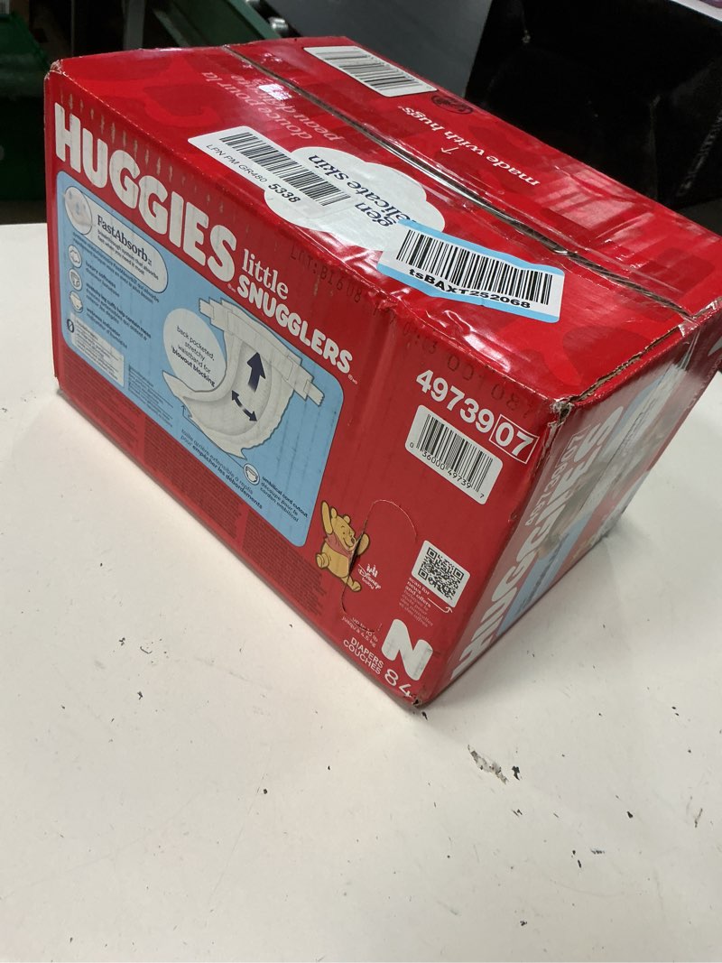 Condition photo showing New/Like New for huggies size newborn diapers, little snugglers baby diapers, size newborn (up to 10 lbs), 84 count, packaging may vary newborn 84