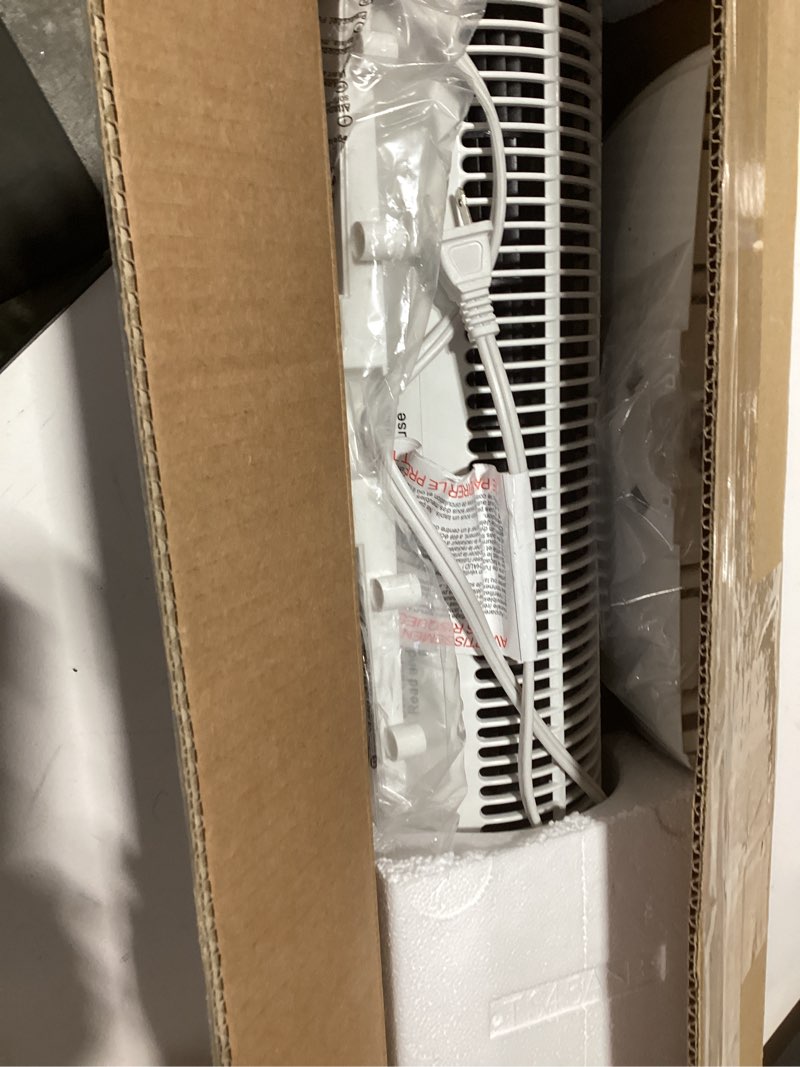Condition photo showing As Is for Space Heater, 34" Space Heater for Large Room with Remote, 1500W Tower Heater with 12H Timer, 70° Oscillating, Adjustable Thermostat, Overheating & Tip-over Protection, Indoor Use, White