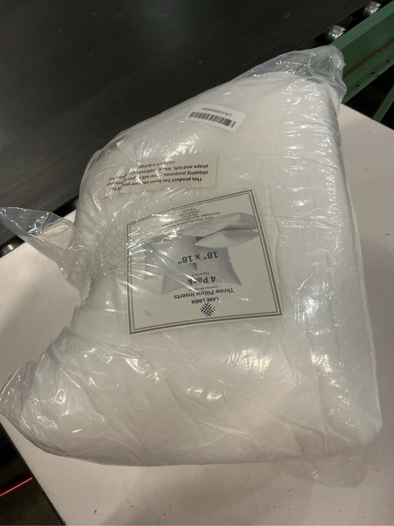 Condition photo showing Good Condition for lane linen 4 pack 18x18 white throw pillow inserts for decorative pillow covers, couch pillows for living room, fluffy pillows for bed 18" x 18" 01: white