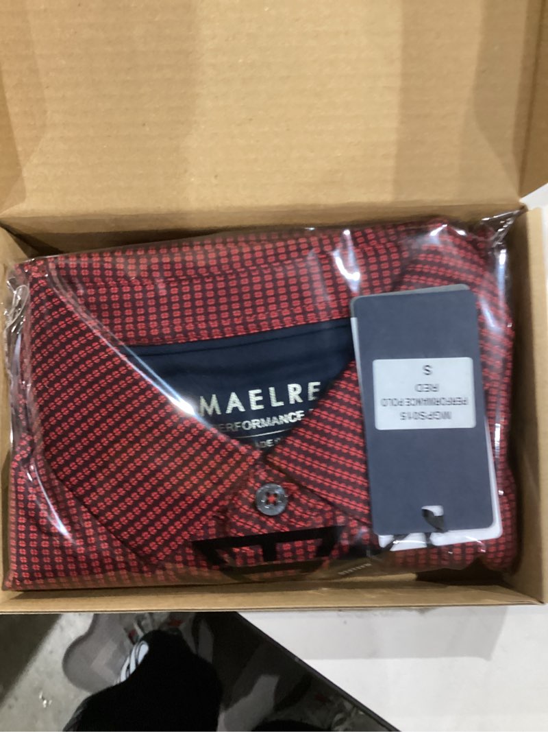 Condition photo showing New/Like New for M MAELREG Mens Polo Shirts Short Sleeve Dry Fit Jacquard Performance Moisture Wicking Casual Pocket Golf Shirts for Men Small Red
