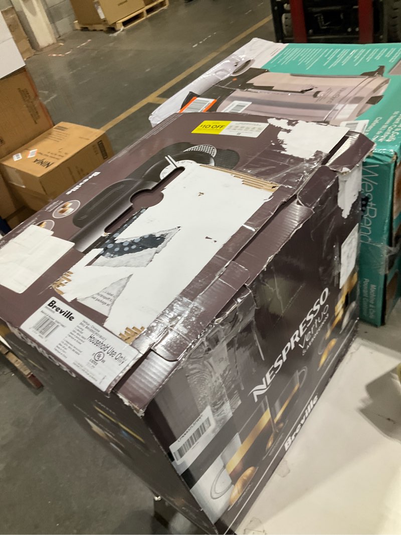 Condition photo showing As Is for Nespresso Vertuo Coffee and Espresso Maker by Breville, Chrome with Aeroccino Milk Frother Machine + Milk Frother Chrome