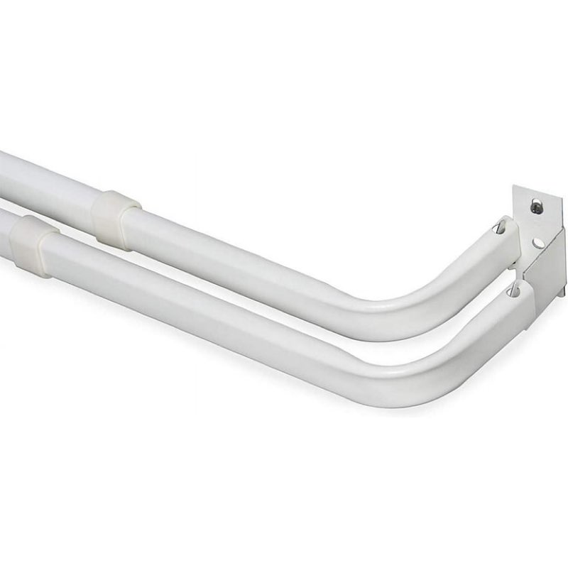 Yafa Home Fashion Durable Double Standard White Adjustable Curtain Rod Hardware Included (White, 66"