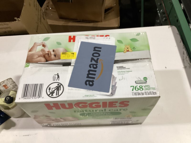 Condition photo showing Good Condition for huggies natural care sensitive baby wipes, unscented, hypoallergenic, 99% purified water, 12 flip-top packs (768 wipes total), packaging may vary 64 count (pack of 12)