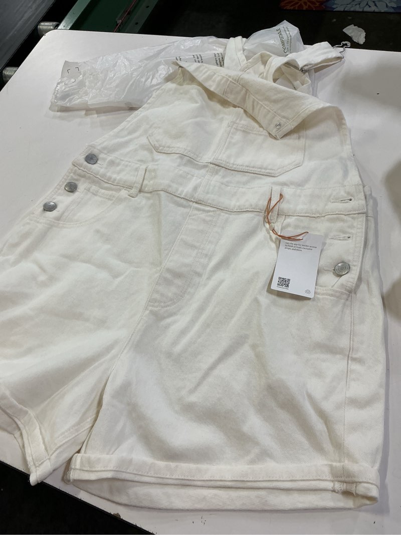 Condition photo showing Good Condition for 100% organic denim shortalls large vintage white