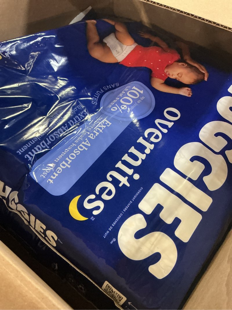 Condition photo showing New/Like New for Huggies Size 3 Overnites Baby Diapers: Overnight Diapers, Size 3 (16-28 lbs), 132 Ct (2 Packs of 66), Packaging May Vary Size 3 132
