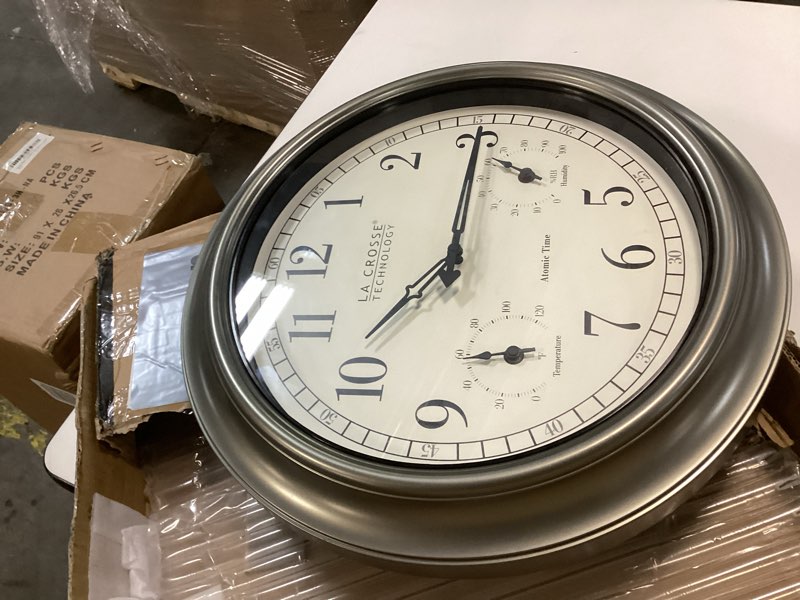 Condition photo showing Good Condition for La Crosse Technology 404-00237-INT 18" Atomic Outdoor Clock with Thermometer & Hygrometer