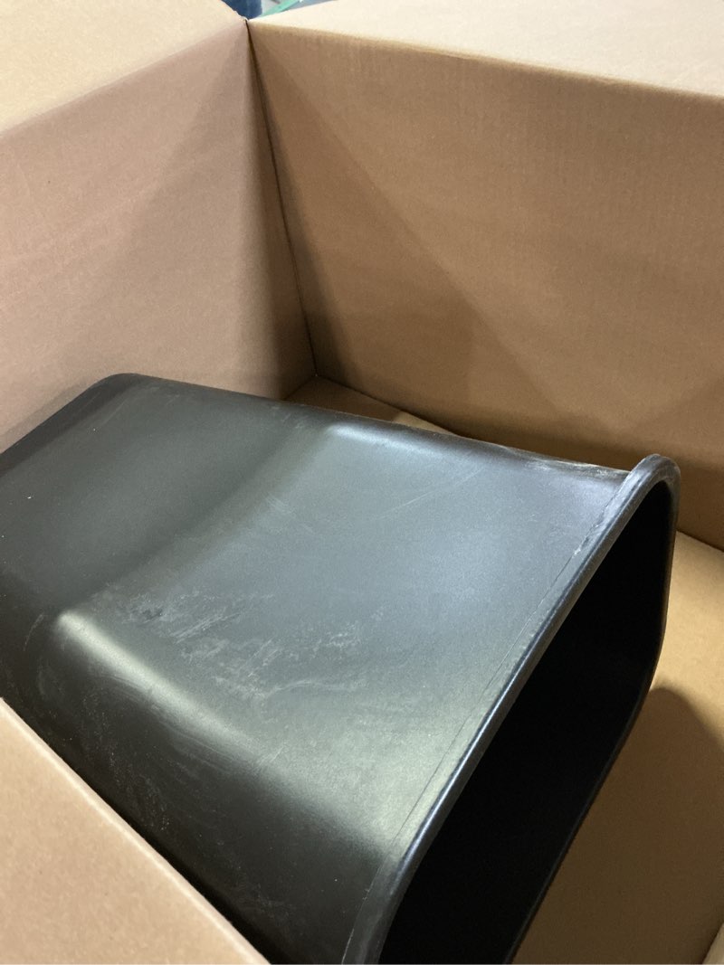 Condition photo showing As Is for rubbermaid commercial wastebasket trash container, 41qt/10.25 gal, plastic, black, stackable trash can for bedroom/bathroom/office, fits under desk/sink/cabinet 10.25 gallons black 1