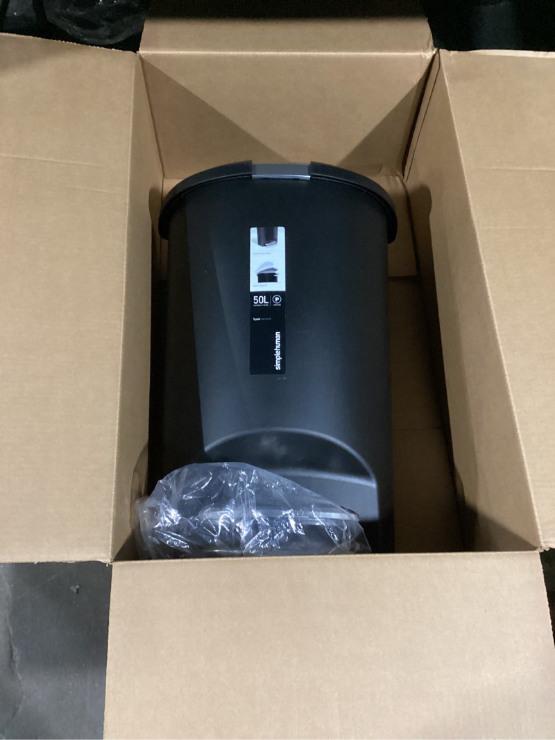 Condition photo showing Good Condition for simplehuman 50 liter / 13 gallon semi-round kitchen step trash can with secure slide lock, black plastic